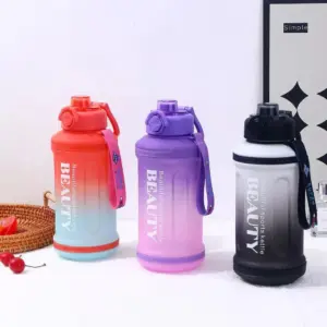 Alternative view of زجاجة مياه جامبو 1350 مل بشاليموه ويد للجيم والرحلات والخروج – Jumbo Water Bottle 1350ml with Straw & Handle for Gym, Travel & Outdoors