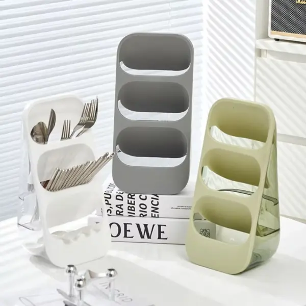 حامل ومصفاة 3 دور للمعالق والشوك والسكاكين - Cutlery Holder & Drainer 3 Tier for Spoons Forks & Knives