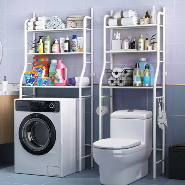 استاند منظم أدوات الحمام فوق الغسالة والتواليت 3 رفوف - Over Washer & Toilet Bathroom Organizer Stand with 3 Tiers