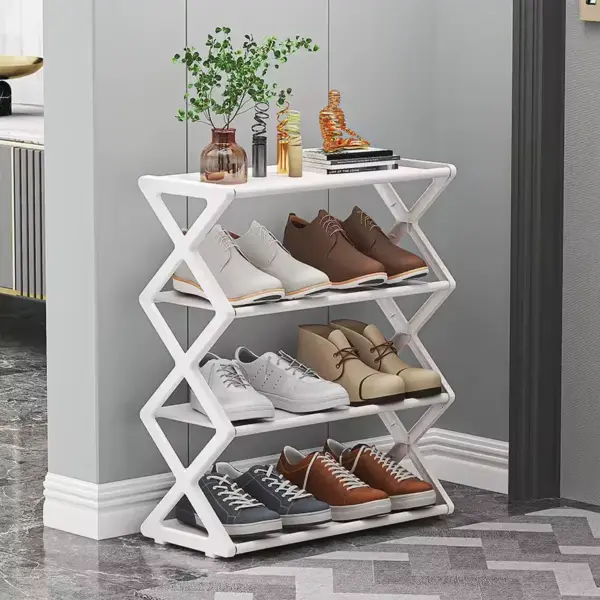 استاند أحذية 3 دور برف علوي للديكور - Shoe Rack with 3 Tiers and Top Decorative Shelf