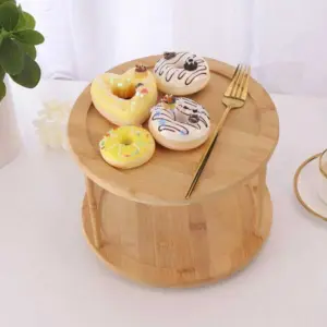 Alternative view of منظم خشبي دورين يدور 360 درجة لحمل وتنظيم أدوات المطبخ والميكب سهل التركيب والفك - Wooden 2 Tier 360 Degree Rotating Organizer for Kitchen and Makeup Easy to Assemble & Disassemble