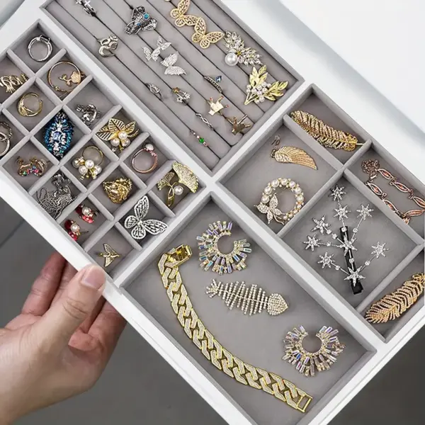 منظم أدراج للمجوهرات والإكسسوارات 4 قطع للسلاسل والخواتم والحلقان – Drawer Organizer for Jewelry & Accessories Set of 4 Chains Rings & Earrings