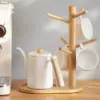 حامل مجات وأكواب خشبي 6 هوك سهل الفك والتركيب - Wooden Mug & Cup Holder 6 Hooks Easy to Assemble