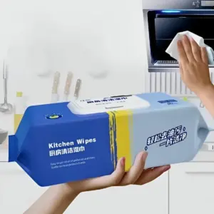 مناديل مطبخ مبللة 80 قطعة لتنظيف وإزالة الدهون والزيوت والأتربة - Kitchen Degreasing Cleaning Wipes 80 Sheets