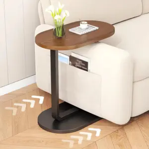 ترابيزة جانبية للابتوب والوجبات الخفيفة تناسب الكنبة أو السرير خفيفة وسهلة النقل خشب وحديد - Wooden & Metal Side Table for Laptop and Snacks Lightweight and Portable for Sofa or Bed
