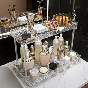 Alternative view of منظم أكريليك 2 دور قابل للفصل للميكب وادوات المطبخ والحمام – Acrylic 2 Tier Detachable Organizer for Makeup Kitchen & Bathroom Essentials