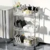 تربو أكريليك 3 دور بعجلات لتنظيم أدوات المطبخ والحمام والميكب – Acrylic 3 Tier Storage Trolley with Wheels for Kitchen Bathroom & Makeup