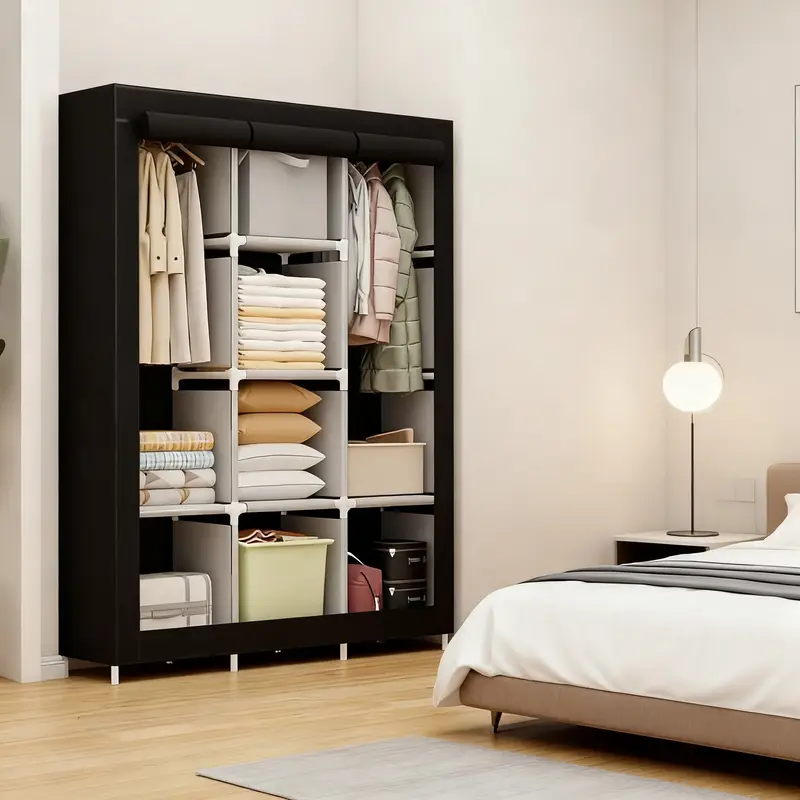 دولاب ملابس 3 درف بغطاء سهل الفك والتركيب لغرف النوم والدريسنج والأطفال - Wardrobe Closet with 3 Doors & Easy Assembly for Bedrooms Dressing Rooms and Kids’ Spaces - Image 3
