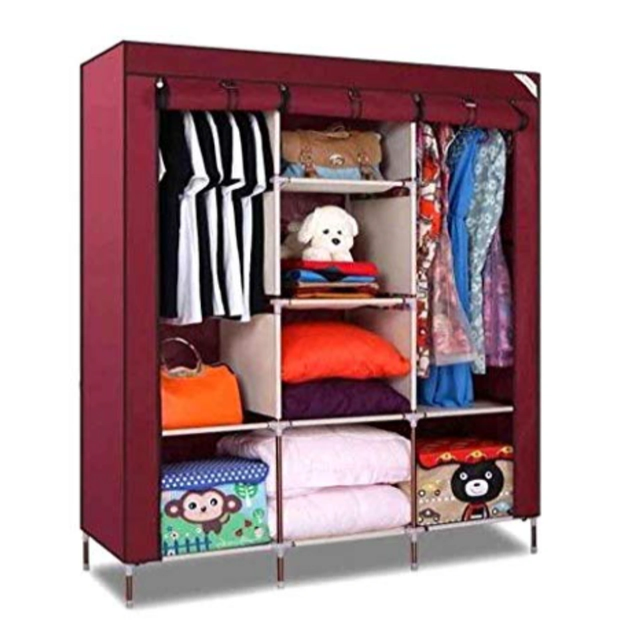 دولاب ملابس 3 درف بغطاء سهل الفك والتركيب لغرف النوم والدريسنج والأطفال - Wardrobe Closet with 3 Doors & Easy Assembly for Bedrooms Dressing Rooms and Kids’ Spaces - Image 5