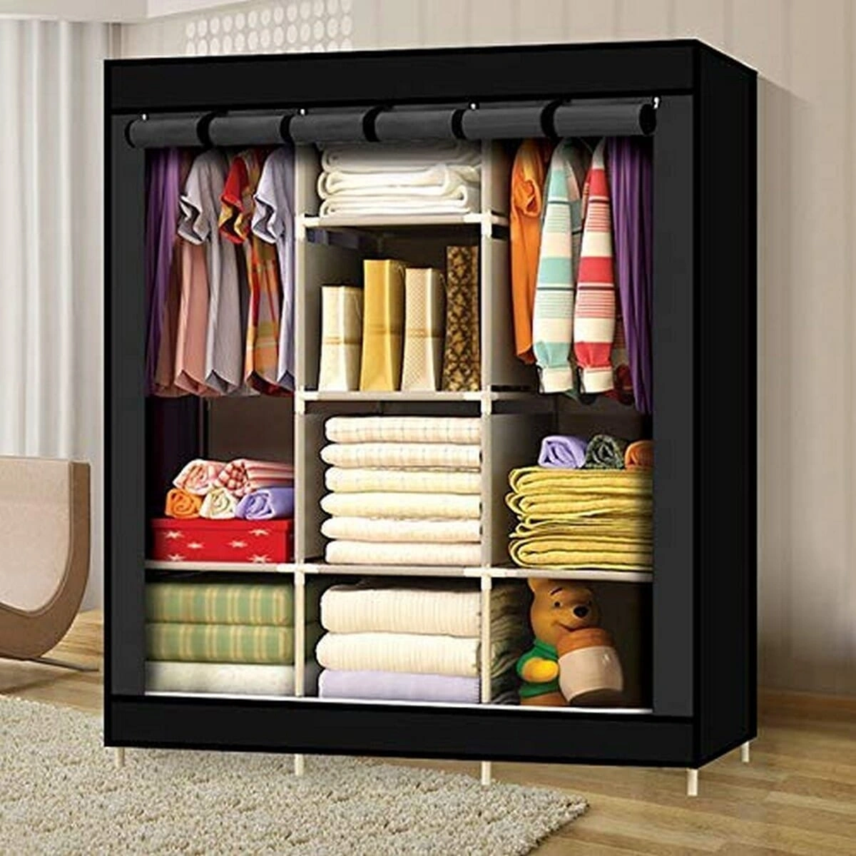دولاب ملابس 3 درف بغطاء سهل الفك والتركيب لغرف النوم والدريسنج والأطفال - Wardrobe Closet with 3 Doors & Easy Assembly for Bedrooms Dressing Rooms and Kids’ Spaces - Image 8