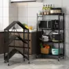 استاند منظم 4 رفوف معدني قابل للطي بعجلات لسهولة الحركة للمطبخ والحمام – Foldable 4 Tier Metal Storage Rack with Wheels for Easy Mobility in Kitchen & Bathroom