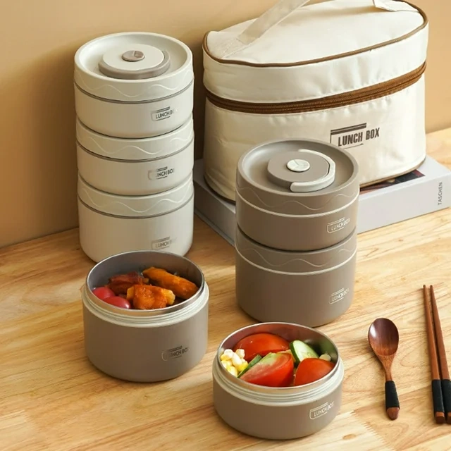 لانش بوكس استانلس ستيل 4 قطع محكمة الغلق بشنطة حرارية لحفظ الحرارةلتناول وجبات صحية في أي مكان - Stainless steel lunch box set 4 Pcs with an insulated bag to keep your food warm and enjoy healthy meals anywhere - Image 3