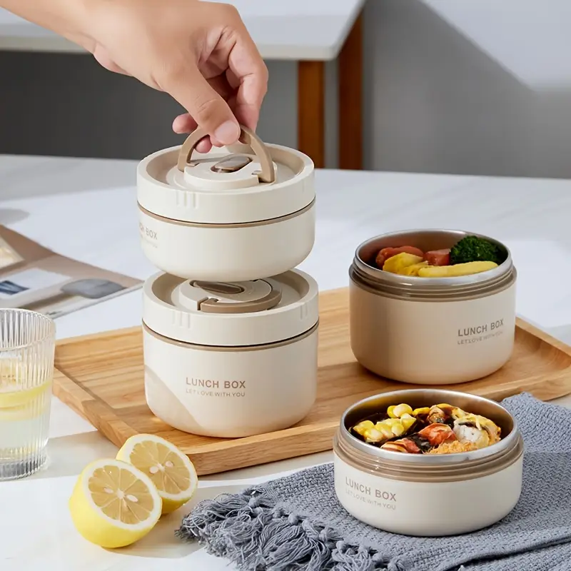 لانش بوكس استانلس ستيل 4 قطع محكمة الغلق بشنطة حرارية لحفظ الحرارةلتناول وجبات صحية في أي مكان - Stainless steel lunch box set 4 Pcs with an insulated bag to keep your food warm and enjoy healthy meals anywhere - Image 5