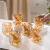 طقم كوبايات زجاج كريستال 6 قطع باللون العسلي لتقديم المشروبات الباردة والساخنة – Crystal Glass Cups Set 6Pcs Amber Color for Hot & Cold Drinks