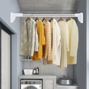 ماسورة استانليس قابلة لتعديل الطول متعددة الاستخدام للستائر وتعليق الملابس – Adjustable Stainless Steel Rod for Curtains & Clothes