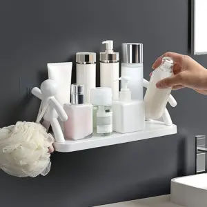 رف مودرن لتنظيم وحمل أدوات المطبخ والحمام بلزق دبل فيس قوي - Modern Kitchen & Bathroom Organizer Shelf With Strong Double - Sided Adhesive