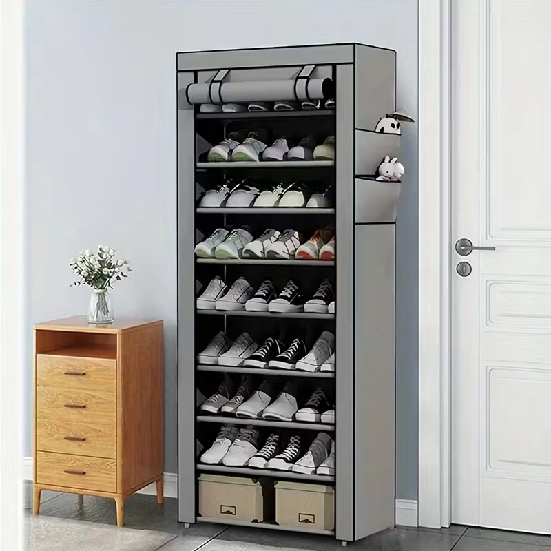 جزامة 10 دور بغطاء وتربروف سهلة الفك والتركيب لتنظيم الأحذية بشكل أنيق ومرتب - Shoe Organizer Rack with 10 Tiers & Waterproof Cover Easy Assembly for Neat and Stylish Storage