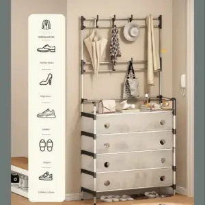 Alternative view of استاند منظم للاحذية 5 دور بهوكات لتعليق الملابس والقبعات - Shoe Organizer Stand  5 Tiers with Hooks for Hanging Clothes and Hats