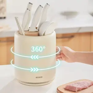 حامل ومصفاة للمعالق والشوك والسكاكين بقاعدة قابلة للفك لتصفية المياه ايكوكو - Ecoco Cutlery Holder & Drainer with Detachable Base for Water Drainage