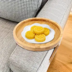 Alternative view of ترابيزة خشبية ميني تثبت على ذراع الكنبة قابلة للطي لتقديم الطعام - Mini Wooden Clip On Sofa Table Foldable Breakfast & Snack Holder