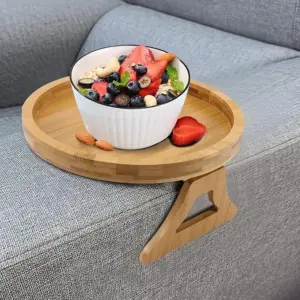 ترابيزة خشبية ميني تثبت على ذراع الكنبة قابلة للطي لتقديم الطعام - Mini Wooden Clip On Sofa Table Foldable Breakfast & Snack Holder