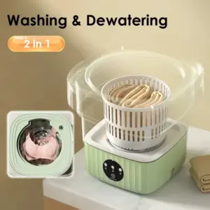 Alternative view of غسالة ميني محمولة قابلة للطي بتصريف مياه وسرعات متعددة وتنشيف سريع - Portable Mini Folding Washing Machine with Drain Hose, Multiple Speeds & Quick Drying