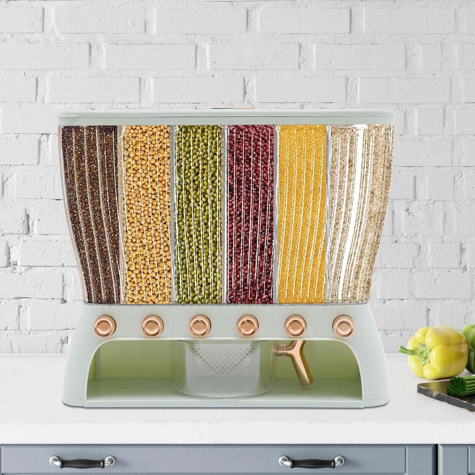 ديسبنسر بقوليات 6 خانات بمعيار لتنظيم الأرز والمكرونة والشعيرية والحبوب - Grain Dispenser with 6 Compartments & Measuring Cup for Rice Pasta Vermicelli & Grains - Image 9