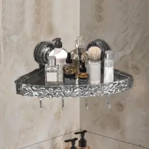 Alternative view of منظم حمام سكشن كب لسهولة التركيب بدون حفر وفتحات لتصريف المياه -  Bathroom Suction Cup Organizer with Drainage Holes Drill Free Easy Installation