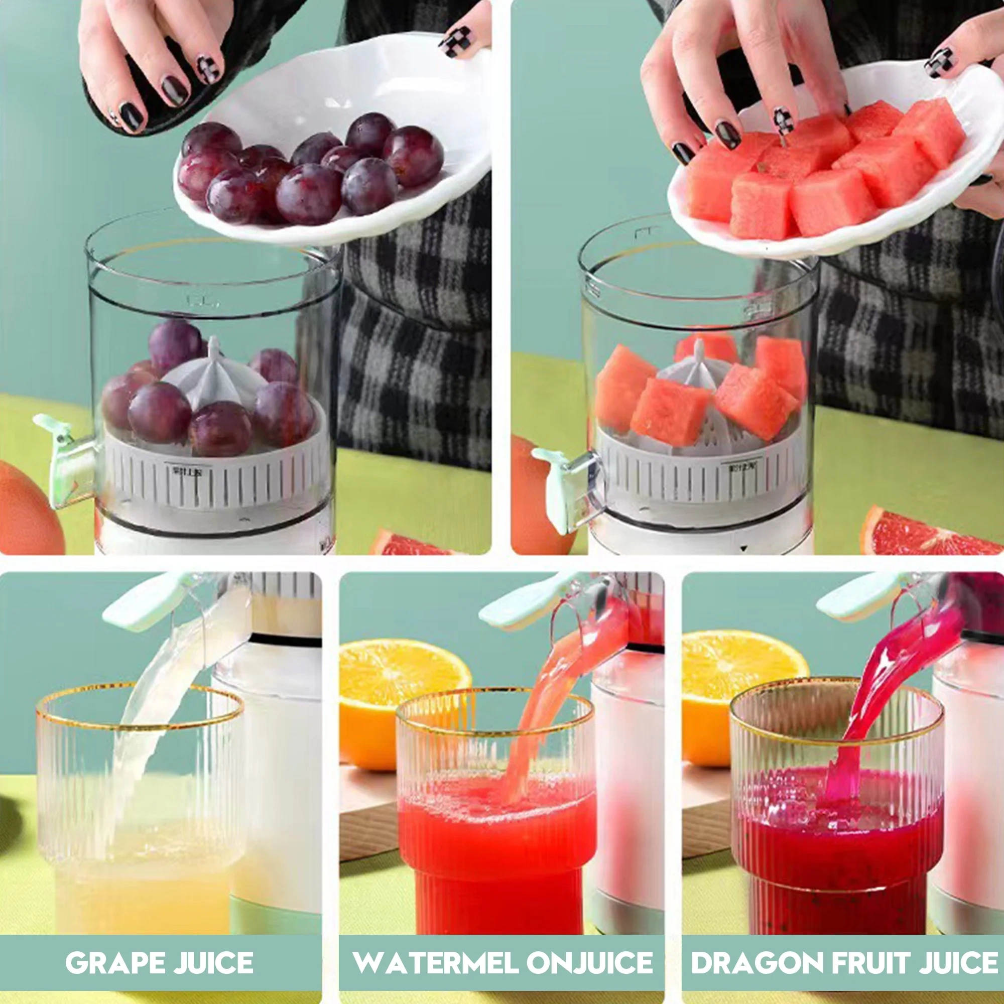 عصارة فواكه كهربائية للبرتقال والبطيخ قابلة للشحن بمنفذ يو اس بي - Electric Fruit Juicer for Oranges & Watermelon USB Rechargeable - Image 4