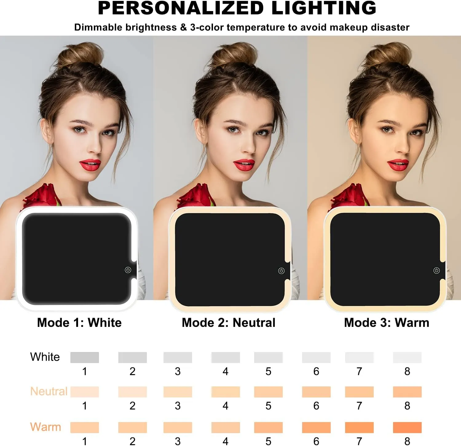 منظم ميكب بمراية ليد مثالي للسفر والاستخدام اليومي - Makeup Organizer with LED Mirror Perfect for Travel & Daily Use - Image 2