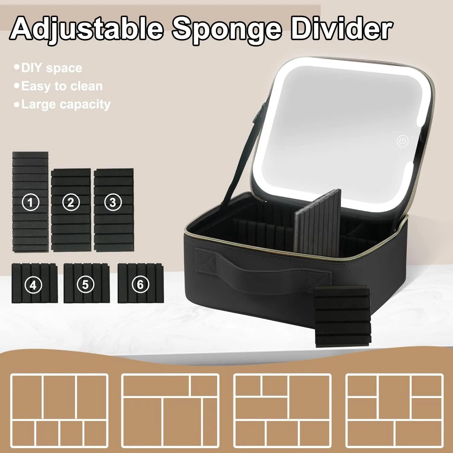 منظم ميكب بمراية ليد مثالي للسفر والاستخدام اليومي - Makeup Organizer with LED Mirror Perfect for Travel & Daily Use - Image 5