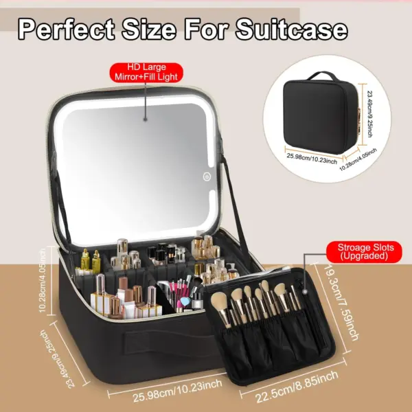 منظم ميكب بمراية ليد مثالي للسفر والاستخدام اليومي - Makeup Organizer with LED Mirror Perfect for Travel & Daily Use - Image 6