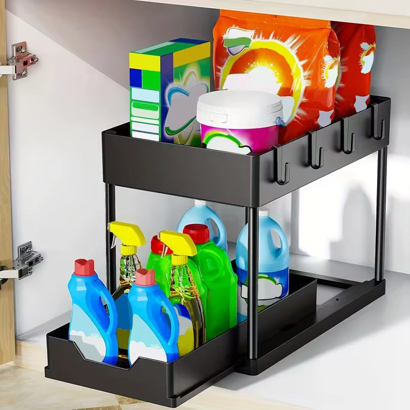 منظم تحت الحوض بدرج قابل للسحب - Under Sink Organizer with Pull Out Drawer - Image 3