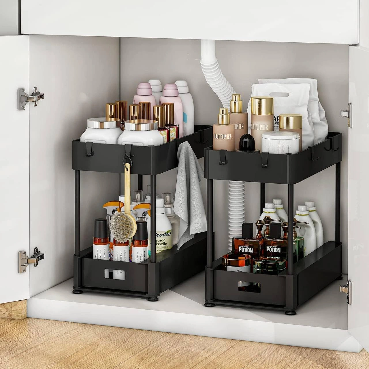 منظم تحت الحوض بدرج قابل للسحب - Under Sink Organizer with Pull Out Drawer - Image 7