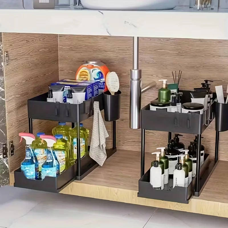 منظم تحت الحوض بدرج قابل للسحب - Under Sink Organizer with Pull Out Drawer