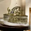 بونبونيرة رمضان كريم قاعدة استانلس ستيل مع 2 بولة زجاج - Ramadan Candy Dish Stainless Steel Base with 2 Glass Bowls