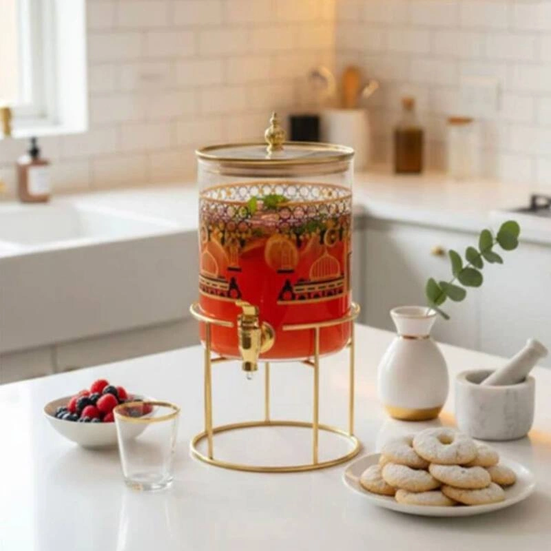 ديسبنسر عصائر رمضاني 2.6 لتر بحامل معدني - Ramadan Juice Dispenser with Metal Stand 2.6L - Image 4